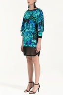 Exotic Flowers Net fabric mix  strappy  mini dress  91436