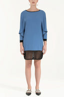 Blue Black Net fabric mix  strappy  mini dress  91436