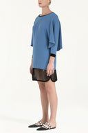 Blue Black Net fabric mix  strappy  mini dress  91436