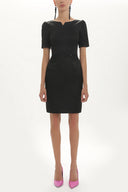 Spotted Jacquard pleated sleeve mini dress 91437