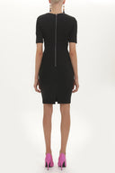 Black Waist seam stitch, slim fit mini dress 91443