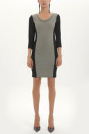 Black Printed V-neck Slim fit  mini dress  91448