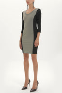 Black Printed V-neck Slim fit  mini dress  91448