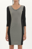 Black Printed V-neck Slim fit  mini dress  91448