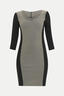 Black Printed V-neck Slim fit  mini dress  91448