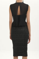 Black Knit neck, silvery knit midi dress 91481