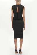 Black Knit neck, silvery knit midi dress 91481