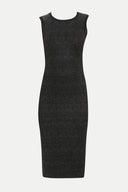Black Knit neck, silvery knit midi dress 91481