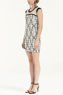 Rings And Chain Net fabric mix  strappy   woven  mini dress  91488