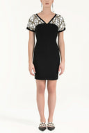 Black Knit neck and sleeve mini dress  91527