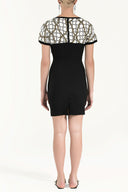 Black Knit neck and sleeve mini dress  91527