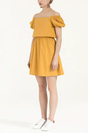Mustard Elastic  waist poplin mini dress  91678