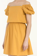 Mustard Elastic  waist poplin mini dress  91678