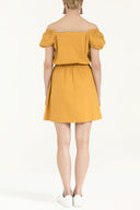 Mustard Elastic  waist poplin mini dress  91678