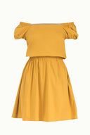 Mustard Elastic  waist poplin mini dress  91678