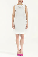 Ecru Bowtie neck mini dress  91686