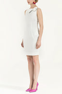Ecru Bowtie neck mini dress  91686