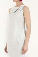 Ecru Bowtie neck mini dress  91686