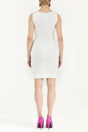 Ecru Bowtie neck mini dress  91686