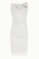 Ecru Bowtie neck mini dress  91686