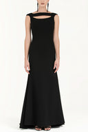 Black Front windowed maxi night dress 91811