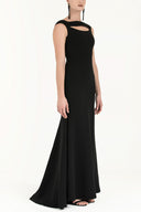 Black Front windowed maxi night dress 91811