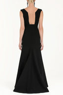Black Front windowed maxi night dress 91811