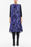 Blue Accessory detail  Degage collar  midi dress  91830