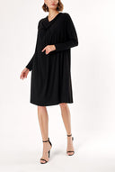 Black KNITTED DRESS WITH ASYMMETRIC COLLAR BROADCUT 91931