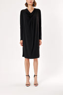 Black KNITTED DRESS WITH ASYMMETRIC COLLAR BROADCUT 91931