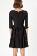 Black PLEATED DETAILED DRESS 91952