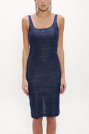 Navy Blue Strappy Slim fit mini woven dress 91967