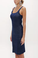 Navy Blue Strappy Slim fit mini woven dress 91967
