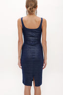 Navy Blue Strappy Slim fit mini woven dress 91967