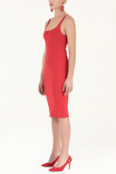 Red Strappy Slim fit mini woven dress 91967