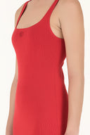 Red Strappy Slim fit mini woven dress 91967