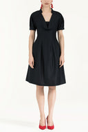 Navy Blue Pleated cotton dress 91993