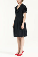 Navy Blue Pleated cotton dress 91993