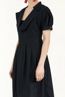 Navy Blue Pleated cotton dress 91993