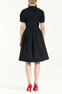 Navy Blue Pleated cotton dress 91993