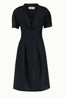 Navy Blue Pleated cotton dress 91993