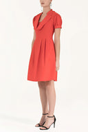 Red Pleated cotton dress 91993
