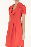 Red Pleated cotton dress 91993