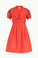 Red Pleated cotton dress 91993