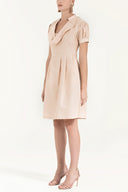 Beige Pleated cotton dress 91993