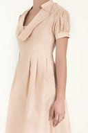 Beige Pleated cotton dress 91993