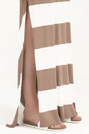 Beige Sleeveless woven  maxi dress  92041