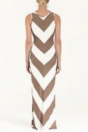 Beige Sleeveless woven  maxi dress  92041