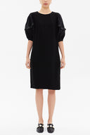 Black Balloon sleeve wide cut midi dress 92048