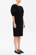 Black Balloon sleeve wide cut midi dress 92048